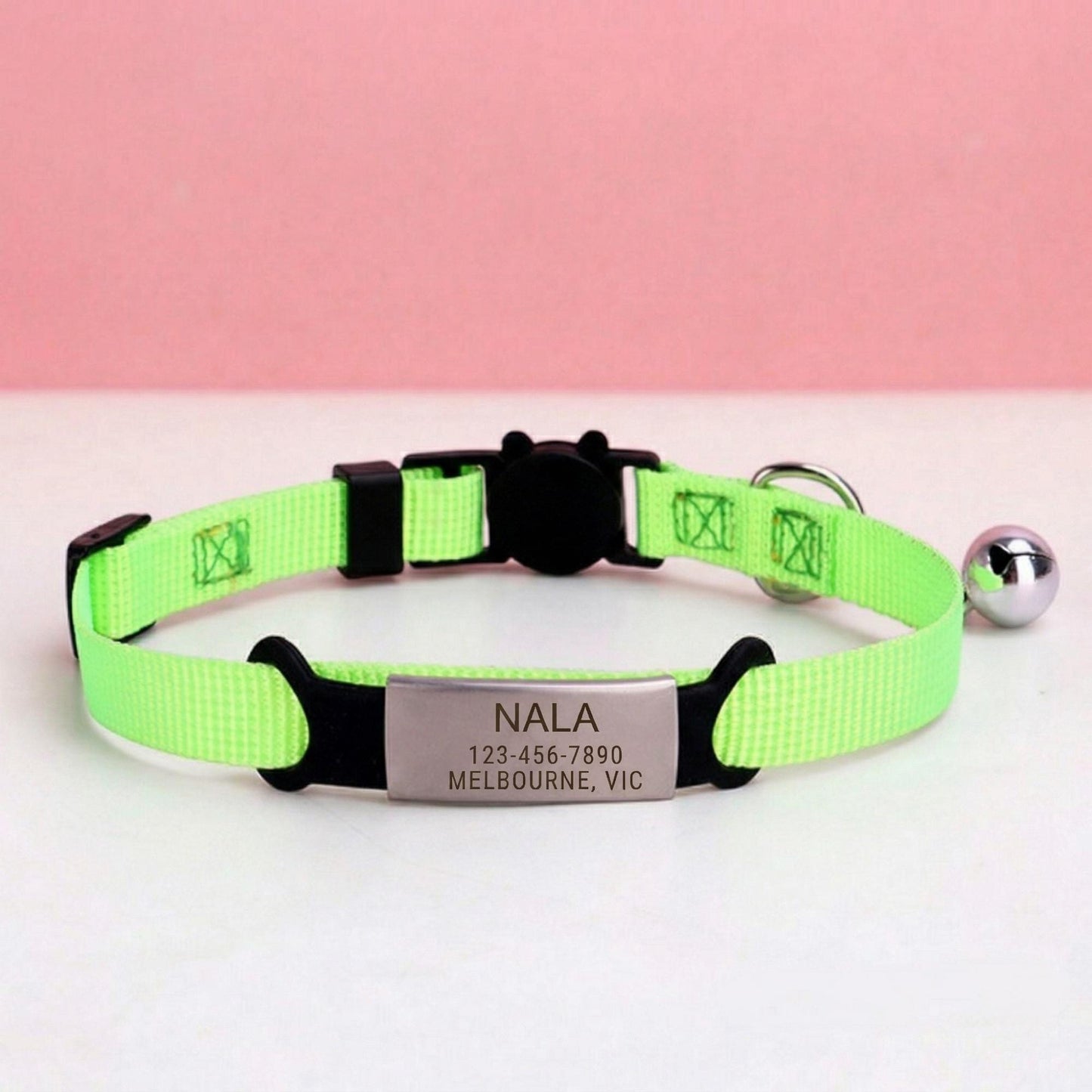 Personalized Cat Collar with Bell, Breakaway Safety Buckle, Adjustable Kitten Collar (8 Colours)