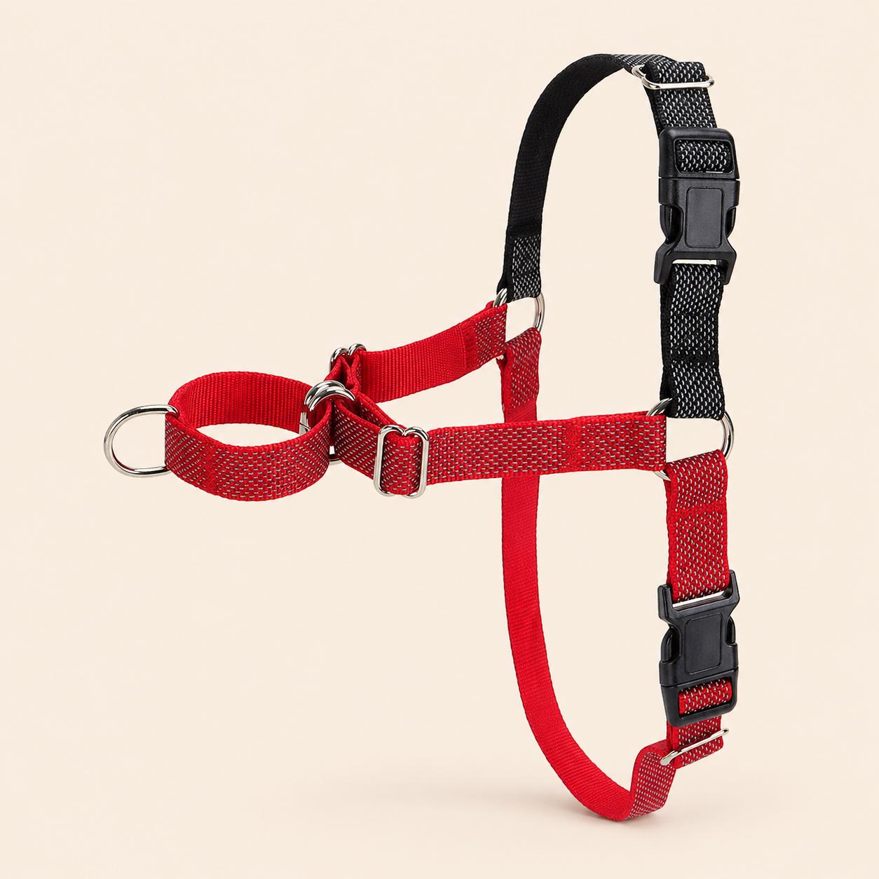 Reflective No Pull Red Dog Harness, Optional Personalized Martingale Collar & Matching Leash, Custom Engraved for Sighthounds