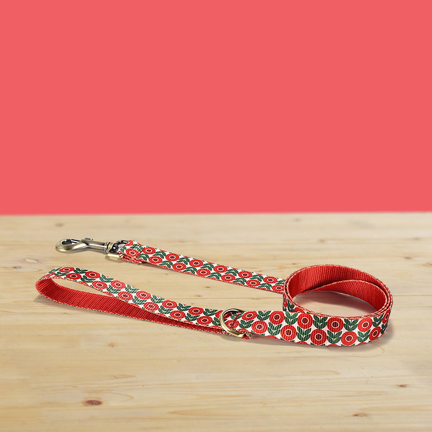 Red Sunflowers Dog Collar, Leash, Bowtie with Engraved Name Buckle
