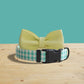 Personalized Grass Plaid Dog Collar and Leash Set with Bowtie