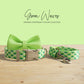 Green Waves Personalized Dog Collar and Leash Set, Engraved Name Buckle