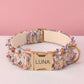 Personalized Tweed Dog Collar Leash Set, Engraved Gold Buckle, Stylish Pet Accessory
