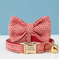 Personalized Tweed Cat Collar, Engraved Name Pet Collar, Gold Buckle, Adjustable Fit