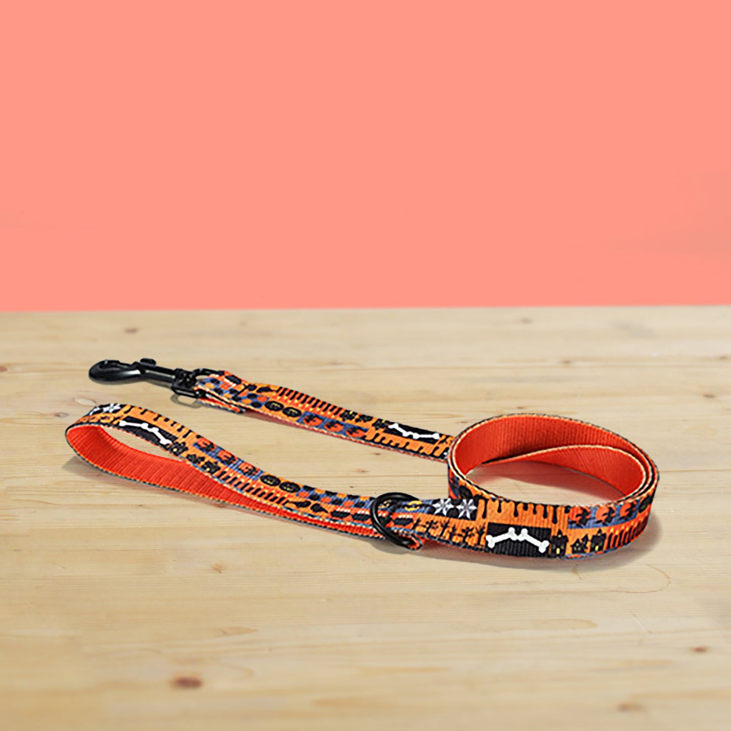 Personalized Halloween Dog Collar and Leash Set, Engraved Name Buckle