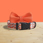 Orange Basket Dog Collar and Leash Set, Personalized Engraved Name Buckle