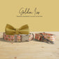Golden Iris Personalized Dog Collar and Leash Set, Engraved Name Buckle, Nylon Fabric