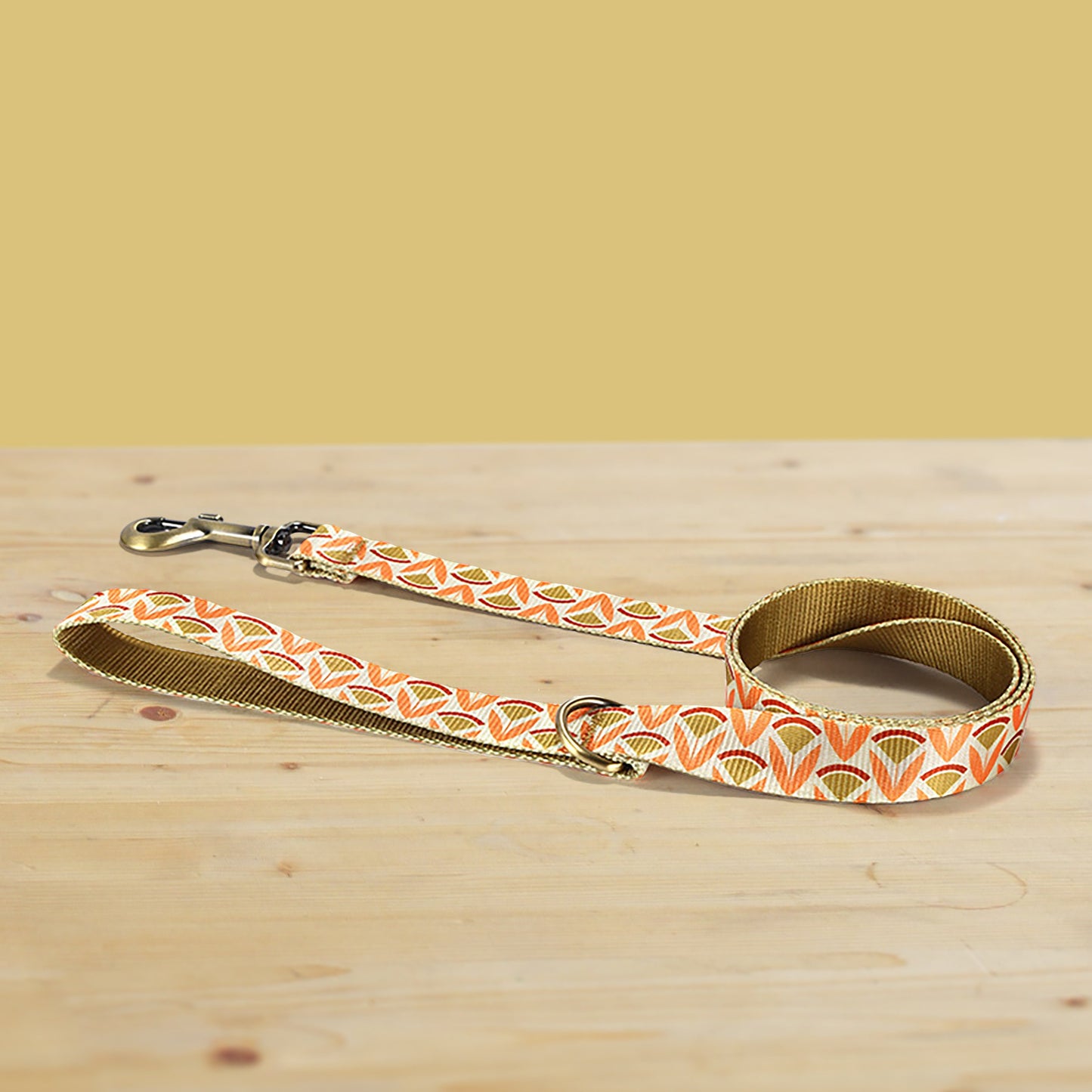 Golden Iris Personalized Dog Collar and Leash Set, Engraved Name Buckle, Nylon Fabric