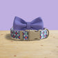 Purple Rose Floral Dog Collar and Leash Set, Personalized Engraved Buckle