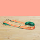 Big Waves Orange Dog Collar and Leash Set, Personalized Name Buckle, Nylon Fabric