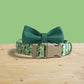 Flower Field Dog Collar, Personalized Nylon Leash, Engraved Name Buckle, Handmade Pet Accessory