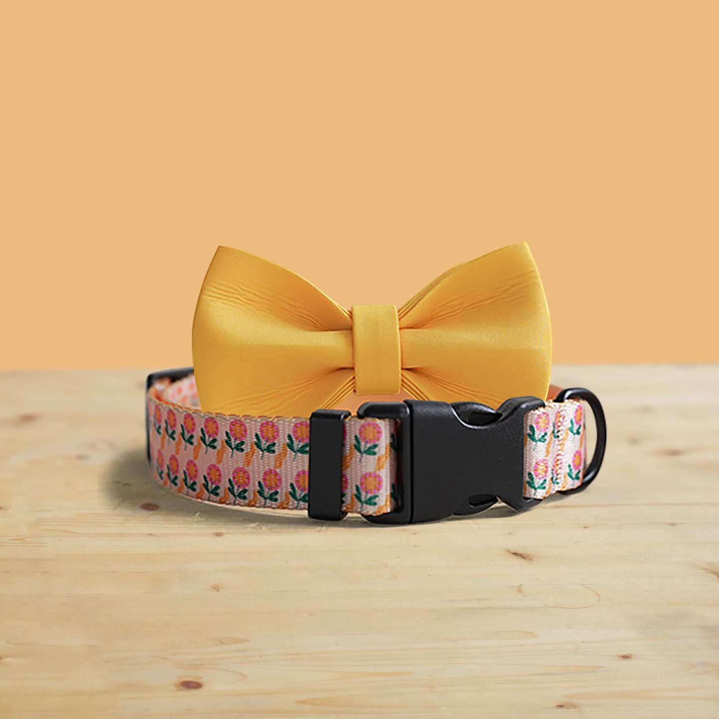Personalized Sunflower Floral Dog Collar and Leash Set, Engraved Name Buckle