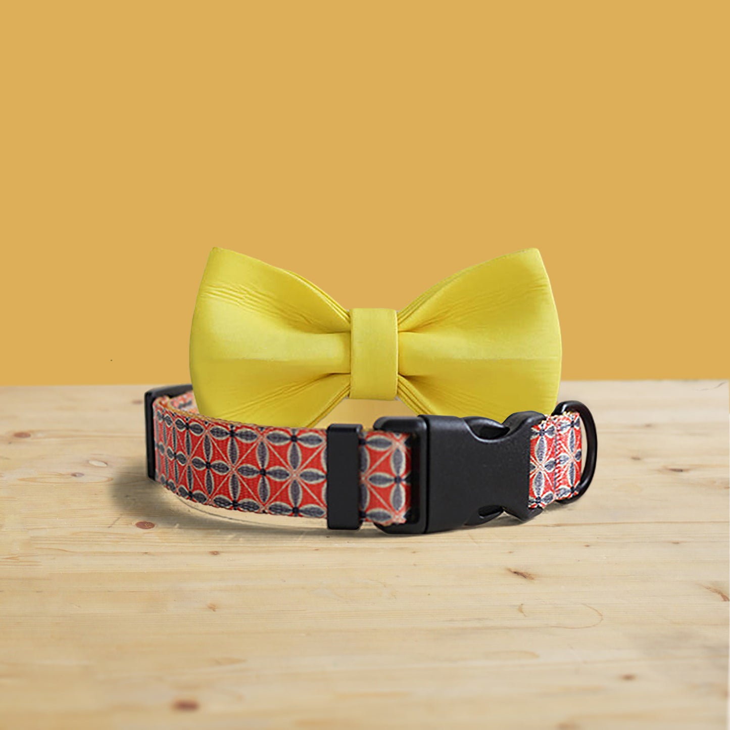 Golden Autumn Dog Collar Leash Bowtie Set: Personalized Engraved Buckle, Lightweight Nylon Pet Accessories