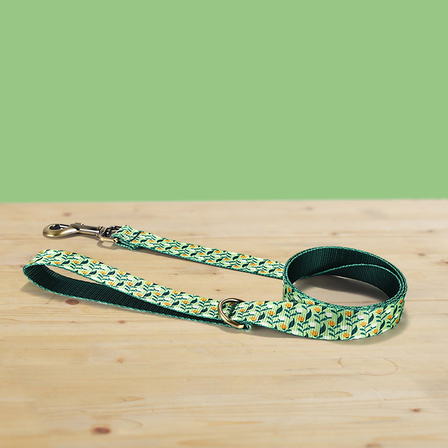 Flower Field Dog Collar, Personalized Nylon Leash, Engraved Name Buckle, Handmade Pet Accessory