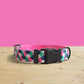 Personalised Dog Collar Gummy Worms Colorful Pink Lightweight, Leash, Bowtie with Engraved Name Buckle