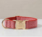 Personalized Tweed Dog Collar, Custom Engraved Pet Collar, Gold Buckle Set