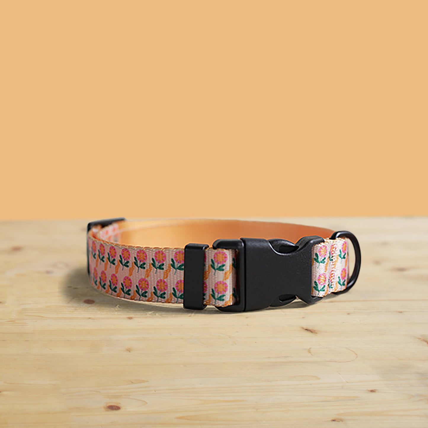 Personalized Sunflower Floral Dog Collar and Leash Set, Engraved Name Buckle