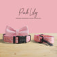 Pink Lily Floral Dog Collar and Leash Set, Personalized Engraved Buckle