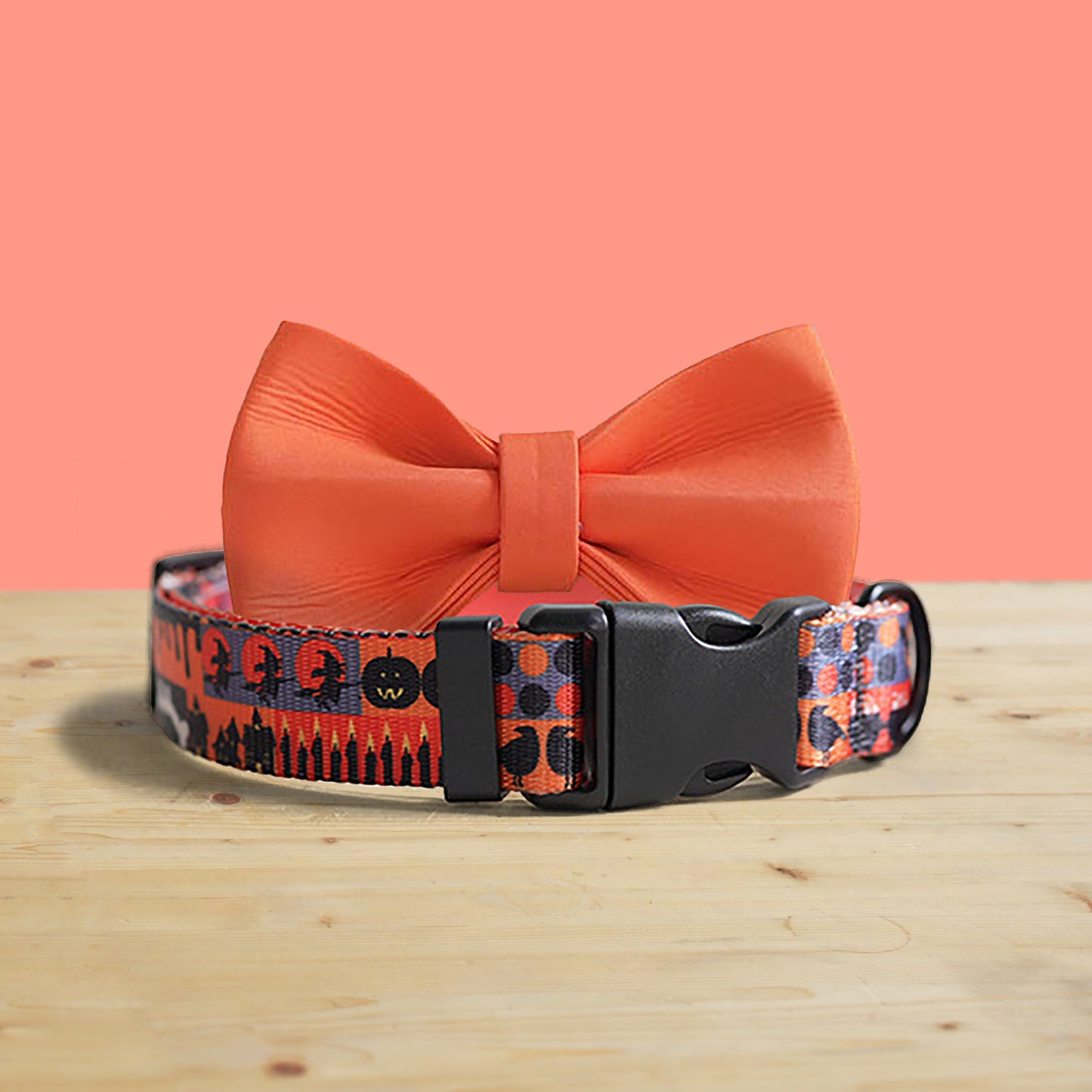 Personalized Halloween Dog Collar and Leash Set, Engraved Name Buckle