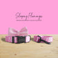 Sleeping Flamingos Pink Lightweight Personalized Dog Collar Set with Engraved Name Buckle & Leash Bowtie