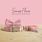 Sunrise Pink Floral Dog Collar Set with Engraved Buckle, Leash, Bowtie