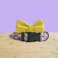 Personalized Purple Parrot Dog Collar with Engraved Buckle, Lightweight Nylon Leash