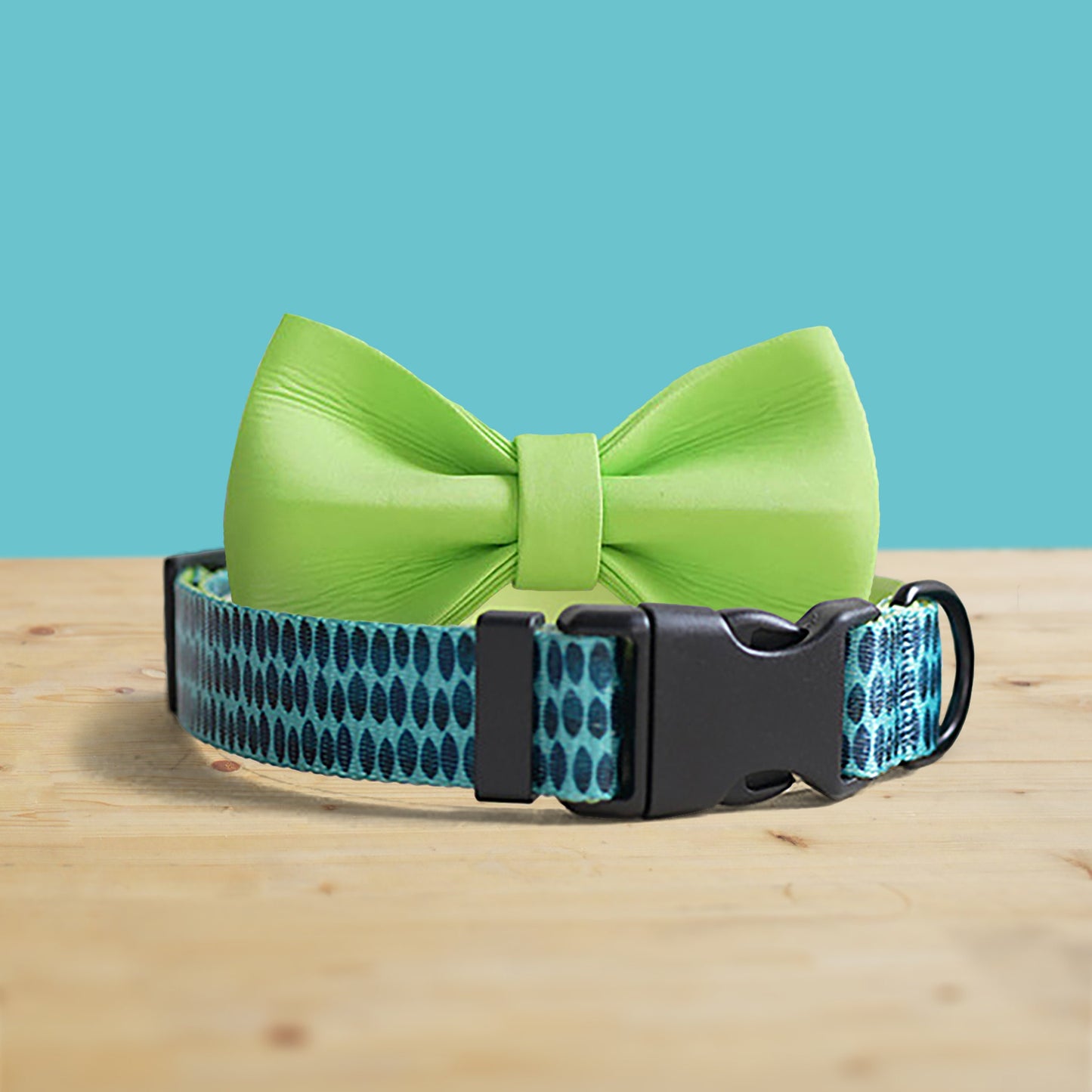 Personalized Green Ink Dog Collar and Leash Set, Engraved Name Buckle