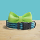 Personalized Green Ink Dog Collar and Leash Set, Engraved Name Buckle