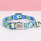 Personalized Floral Cat Collar, Engraved ID Tag, Breakaway Buckle, Adjustable Kitten Collar