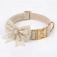 Personalized Pink Lace Dog Collar with Engraved Buckle, Bowtie Leash Set