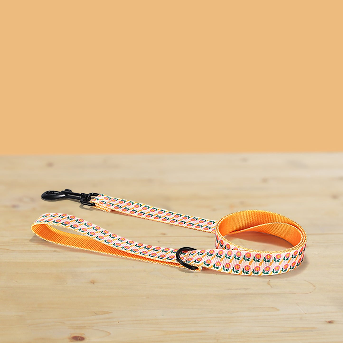 Personalized Sunflower Floral Dog Collar and Leash Set, Engraved Name Buckle