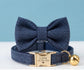 Personalized Tweed Cat Collar, Engraved Name Pet Collar, Gold Buckle, Adjustable Fit