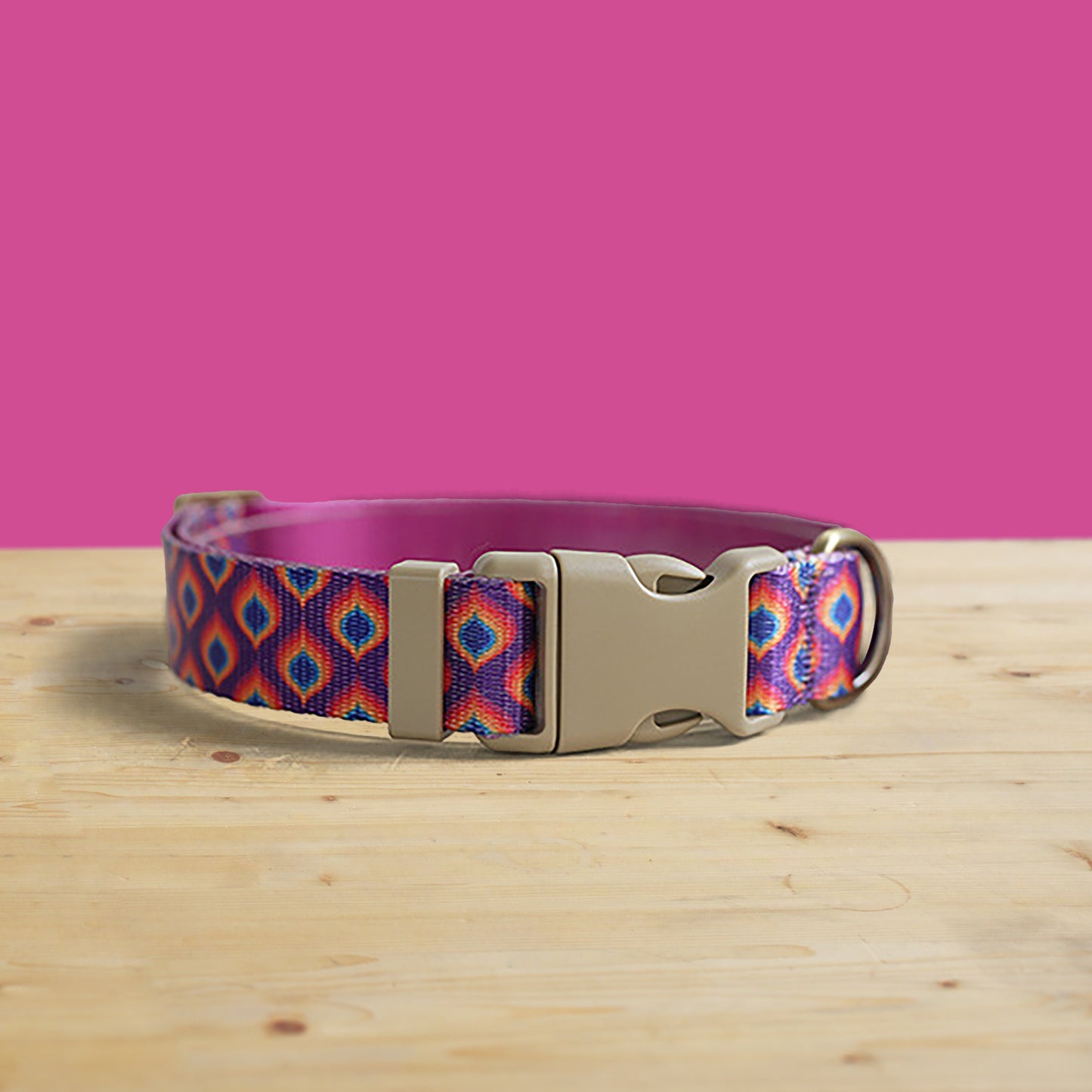 Personalized Rainbow Gem Dog Collar with Engraved Name Buckle