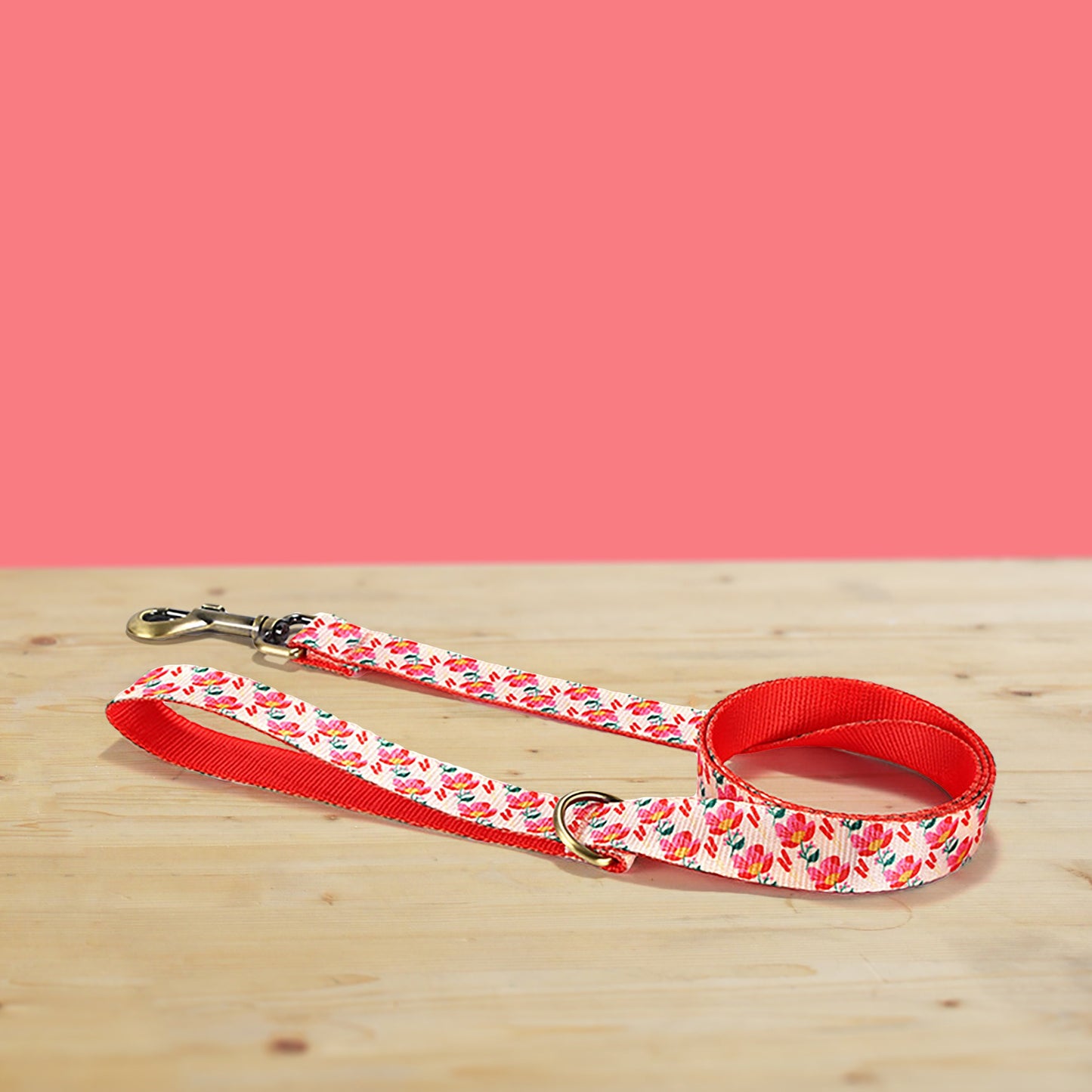 Pink Rose Floral Dog Collar and Leash Set with Bowtie, Personalized Name Buckle