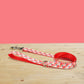 Pink Rose Floral Dog Collar and Leash Set with Bowtie, Personalized Name Buckle