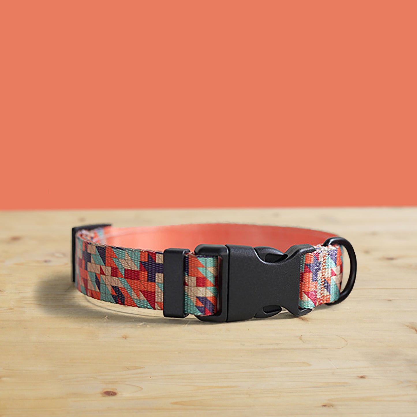 Personalized Dog Collar, Desert Dunes Pattern, Lightweight Nylon, Engraved Buckle