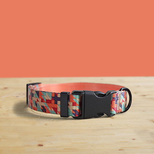 Personalized Dog Collar, Desert Dunes Pattern, Lightweight Nylon, Engraved Buckle