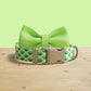 Green Waves Personalized Dog Collar and Leash Set, Engraved Name Buckle