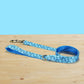 Blue Violet Floral Dog Collar and Leash Set, Personalized Name Buckle