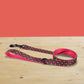 Personalized Red Daisy Dog Collar and Leash Set, Engraved Buckle, Nylon Fabric