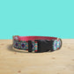 Blue Kaleidoscope Dog Collar, Leash, Personalized Engraved Buckle, Nylon Fabric, Handmade Pet Accessory