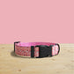 Pink Lily Floral Dog Collar and Leash Set, Personalized Engraved Buckle