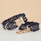 Personalized Tweed Dog Collar, Custom Engraved Gold Buckle, Dark Blue Pet Accessory