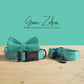 Personalised Green Zebra Dog Collar | Lightweight with Bow & Leash Combo