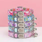 Personalized Floral Cat Collar, Engraved ID Tag, Breakaway Buckle, Adjustable Kitten Collar