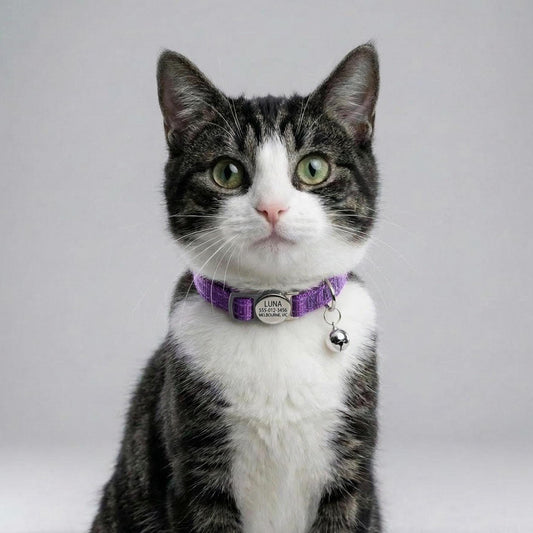 Personalized Cat Collar with Bell | Breakaway Safety Nylon ID Tag