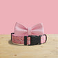 Pink Lily Floral Dog Collar and Leash Set, Personalized Engraved Buckle