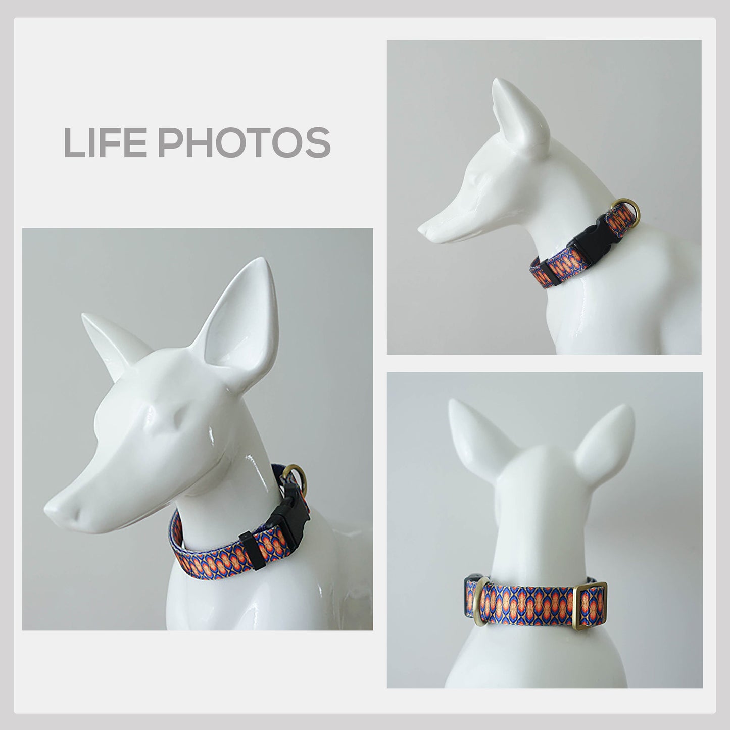 Personalized Dog Collar and Leash Set, Engraved Name Buckle, Nylon Fabric, Lightweight Dog Accessories