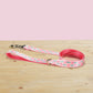 Pink Dandelion Dog Collar Leash, Personalized Engraved Name Buckle, Nylon Fabric, Handmade Pet Accessory