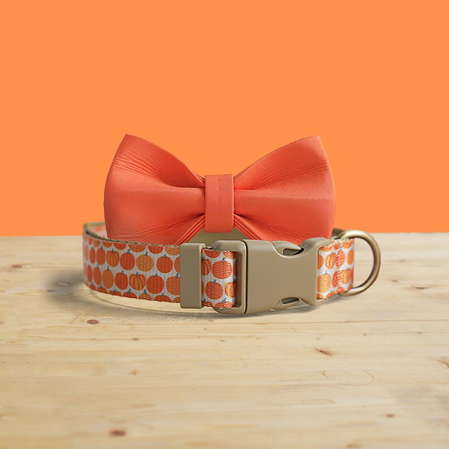 Harvest Pumpkin Dog Collar and Leash Set, Personalized Engraved Buckle, Nylon Fabric