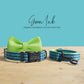 Personalized Green Ink Dog Collar and Leash Set, Engraved Name Buckle